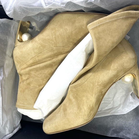 Nicholas Kirkwood Women’s Maeva Faux Pearl Stretch Booties. Color: Hazel. NWB. - Picture 3 of 16